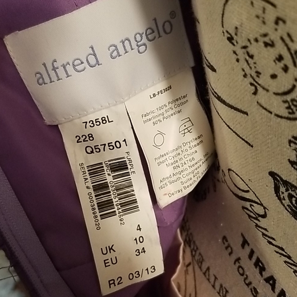 Sz 4 purple alfred angelo long dress. - Picture 4 of 5